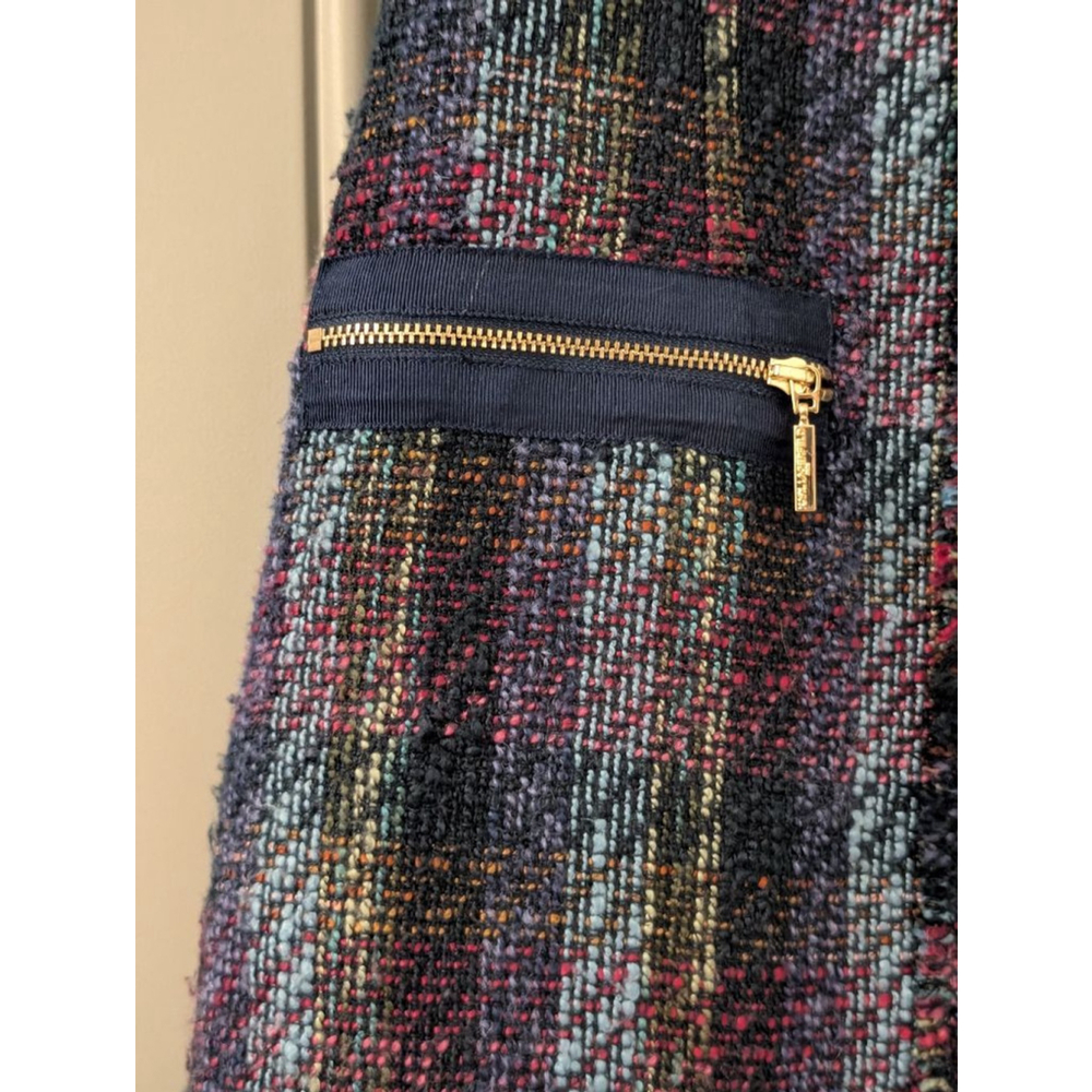 Women's KARL LAGERFELD PARIS Plaid Tweed Dress in Blue and Purple - Picture 5 of 15